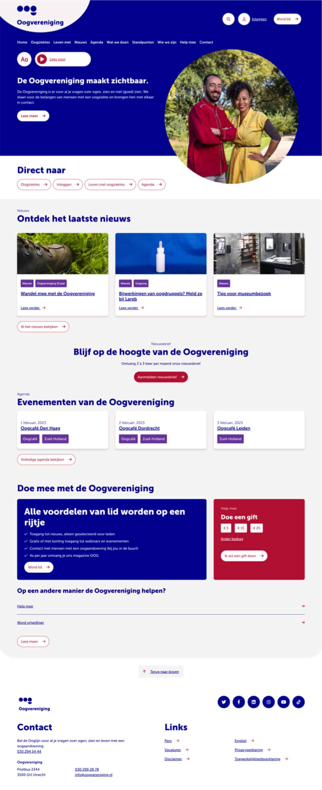 De Oogvereniging - WordPress website - desktop homepage